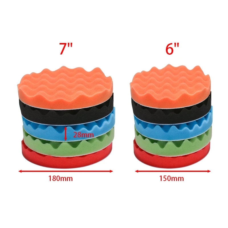 5Pcs 150/180mm Car Polishing Pads 5/6/7inch Sponge Polisher Clean Waxing Tool Auto Beauty Polishing Kit Buffing Cleaning Tool view 2
