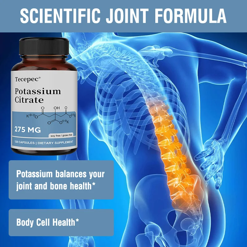 โพแทสเซียมซิเตรต 275 มก. สําหรับหัวใจและหลอดเลือด, ไต, สุขภาพเส้นประสาทที่มีแร่ธาตุที่จําเป็น