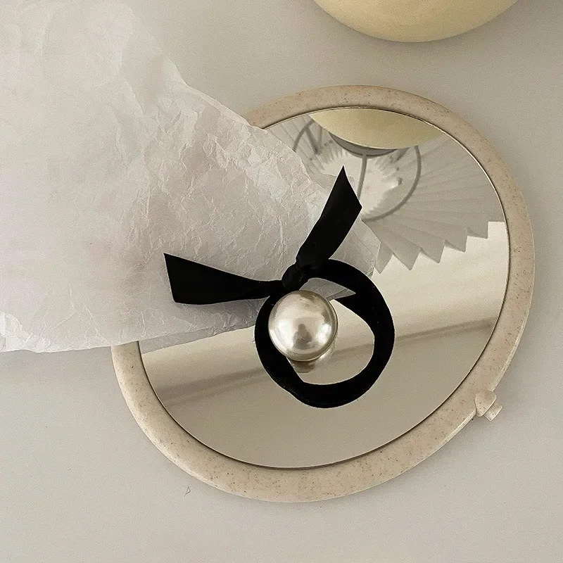 1PC Spring New Style Small Fragrant Pearl Bow Hair Loop Versatile Tie Hair Rubber Band Headstring Hair Rope Women's Jewelry