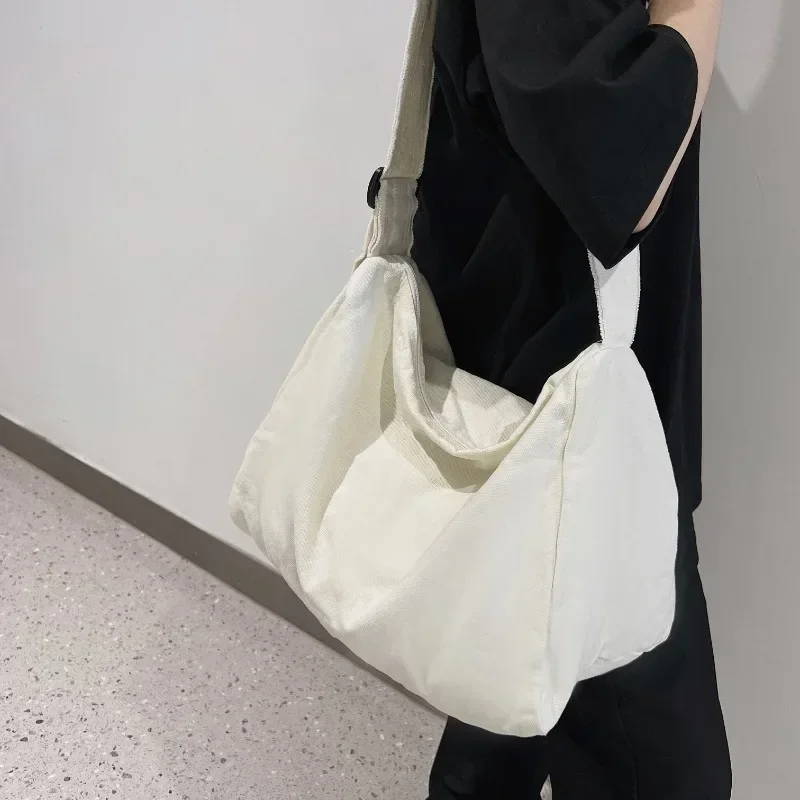 New Canvas Casual Messenger Women\'s Handbag 2024 High Quality Vintage Teenager Shoulder Bags Solid Color Handbag Crossbody Bags