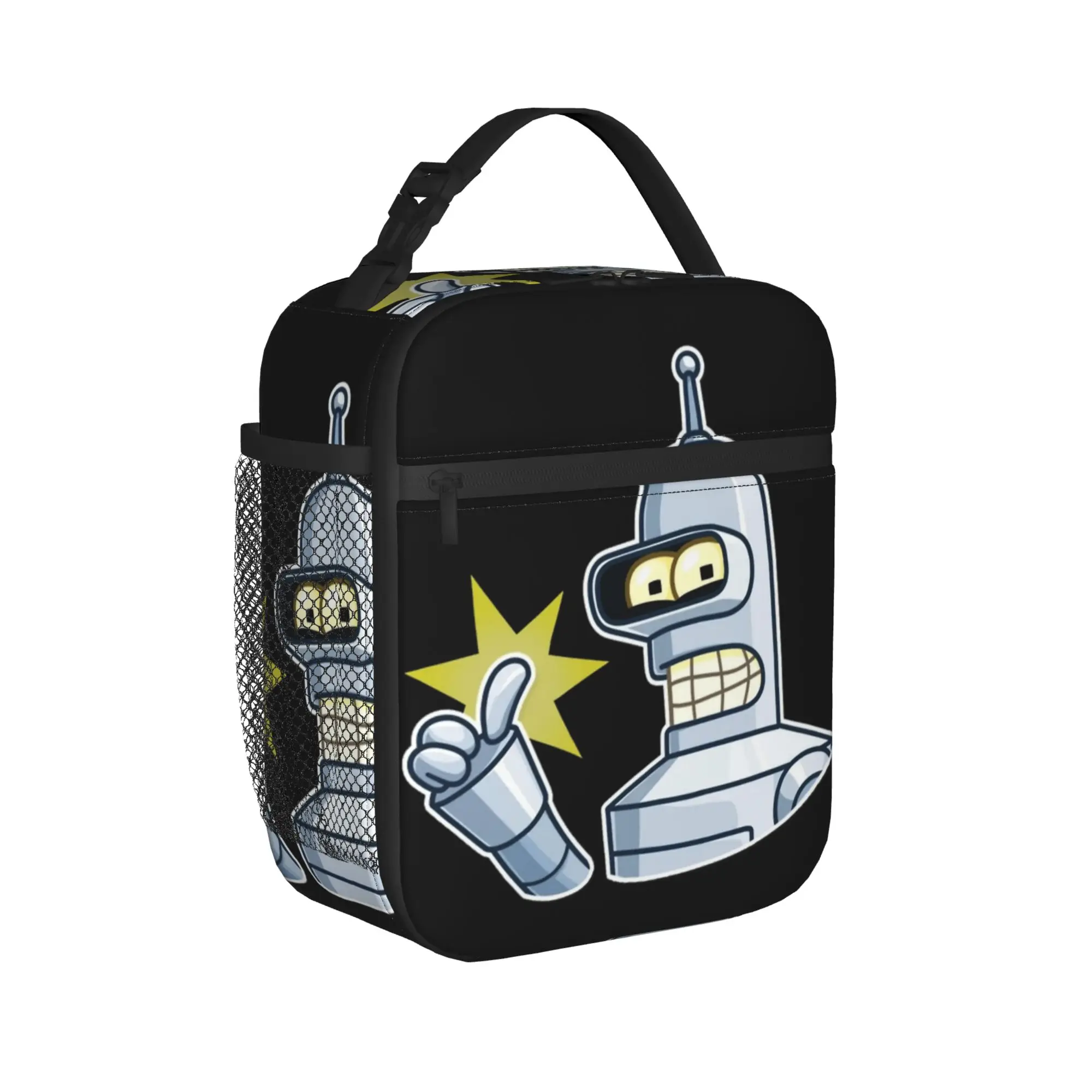 Insulated Lunch Bags Futuramaed Benders Cartoon Comic Merch  Food Box Harajuku Thermal Cooler Lunch Box For School