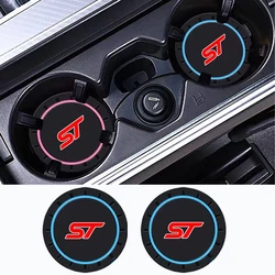 2pcs Car Water Cup Slot Protective Mat Silicone pad For ford ST st line Auto Non-slip mat accessories