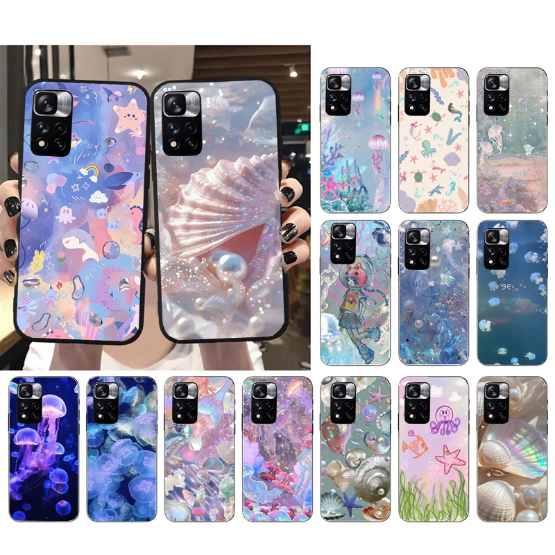 Capa de Telefone Jellyfish para Xiaomi Redmi Note, Criaturas do Mar, 13, 12 Pro, 11S, 11, 10 Pro, 10S, 12S, Redmi 13, 10, 13C