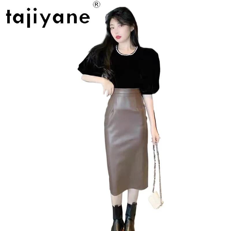 TAJIYANE Genuine Leather Long Skirt Women Real Sheepskin Skirts for Woman 2025 Fashion Spring Women's Clothing Clearance Item