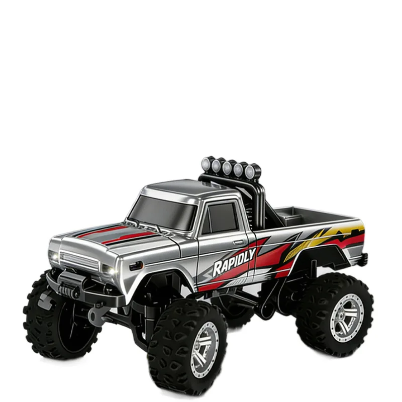 

1:64 Mini Remote Control Off Road Truck Alloy Shell Rechargeable Electric Toy With Led Lights Anti Collision Night Play For Kids