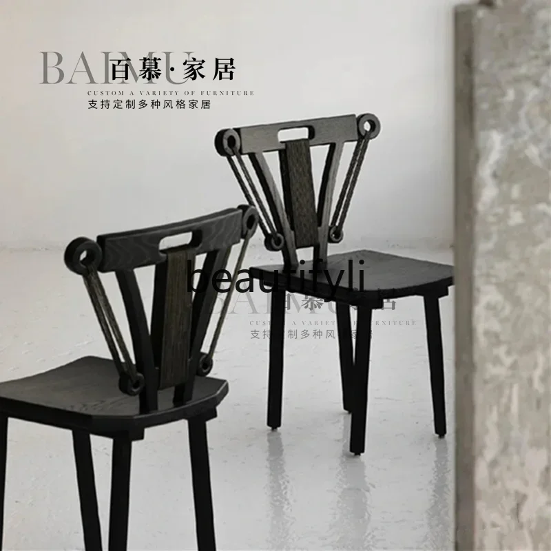 كرسي طعام من الخشب الصلب بتصميم عتيق ss K178ss25، طاولة طعام منزلية من الخيزران، كرسي تفاوض بسيط لقسم المبيعات #3