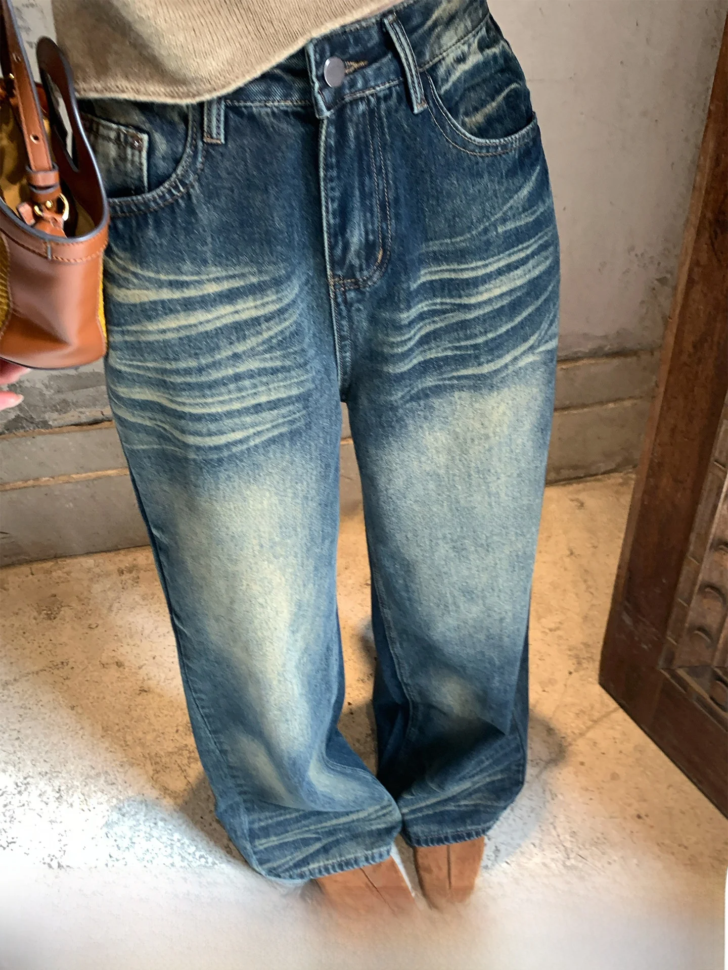 

GV Big Brother CBD Retro Waed Scratch Pattern Denim Jeans Women's Slimming Versatile Spring New Sle Ladies Jeans