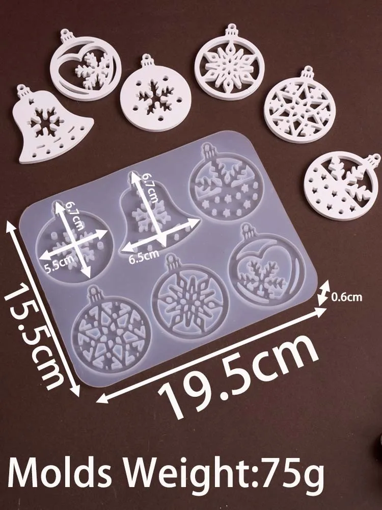 Weihnachten Serie Runde Auflistung Silikon Form DIY Handgemachte Weihnachtsbaum Schneeflocke Gips Harz Schmuck Anhänger Handwerk Formen