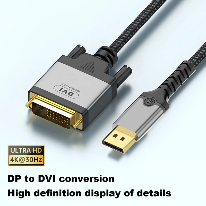 2 متر DP إلى DVI كابل محول فيديو الحبل 1080P 60 هرتز شاشة عرض HDTV العارض نفس سلك محول الشاشة #4