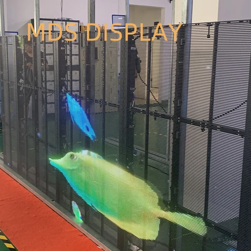 MDS P2.8 P3.91 Transparent LED Indoor Outdoor Customized Advertising Video Waterproof High Resolution  Panel Display Screen