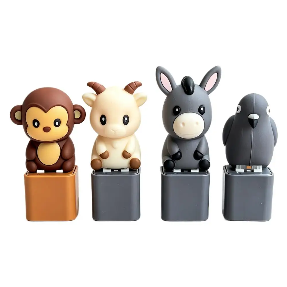 Creative Decompression Sound Emitting Animal Keychain Ornament Cartoon Plastic Blind Box Toy Pendant LED Light Sound Toy 1pcs