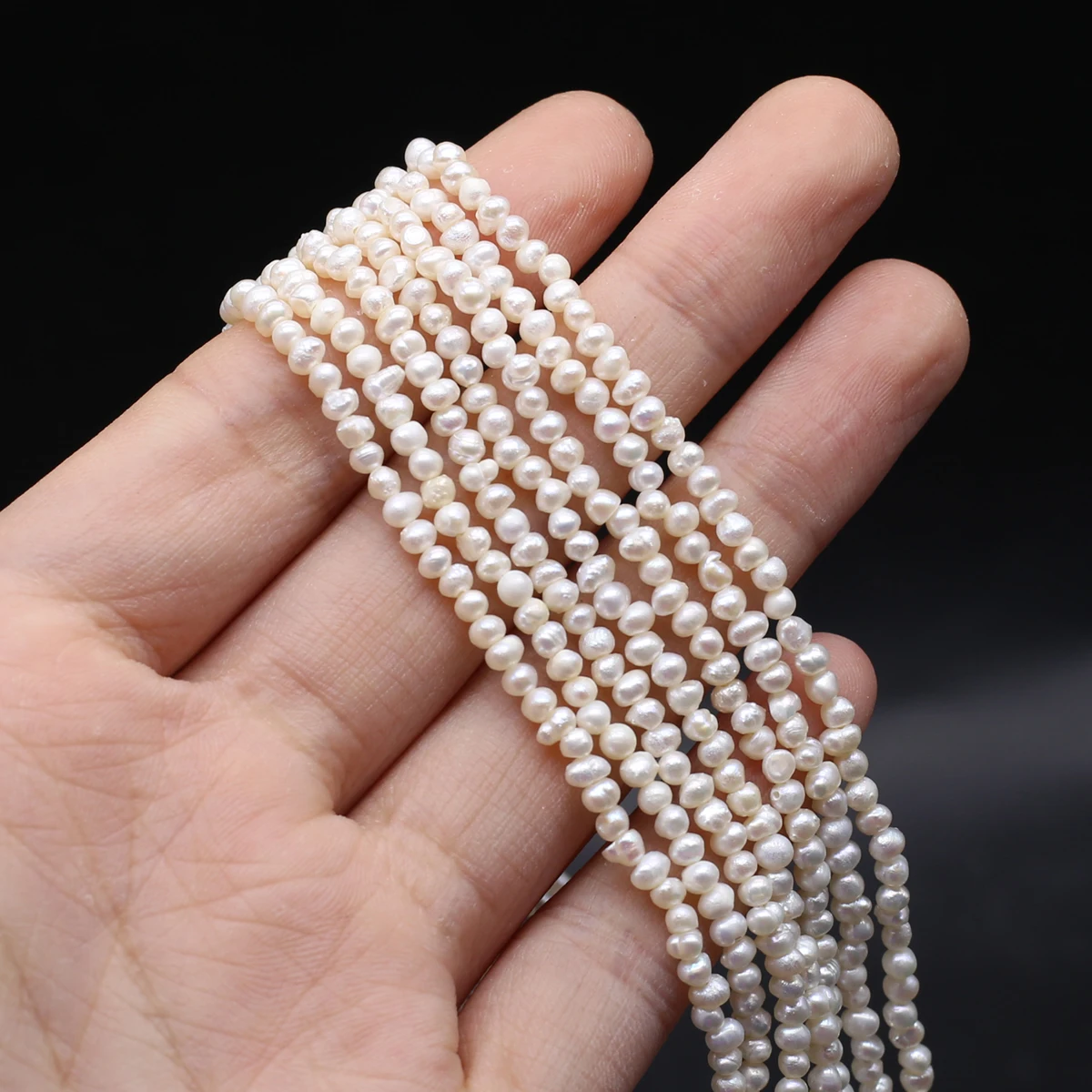 2-2.5mm Natural Freshwater Pearl Beaded Irregular Oval Charm Beads For Jewelry Making Necklace Bracelet Exquisite Gift Long 36cm