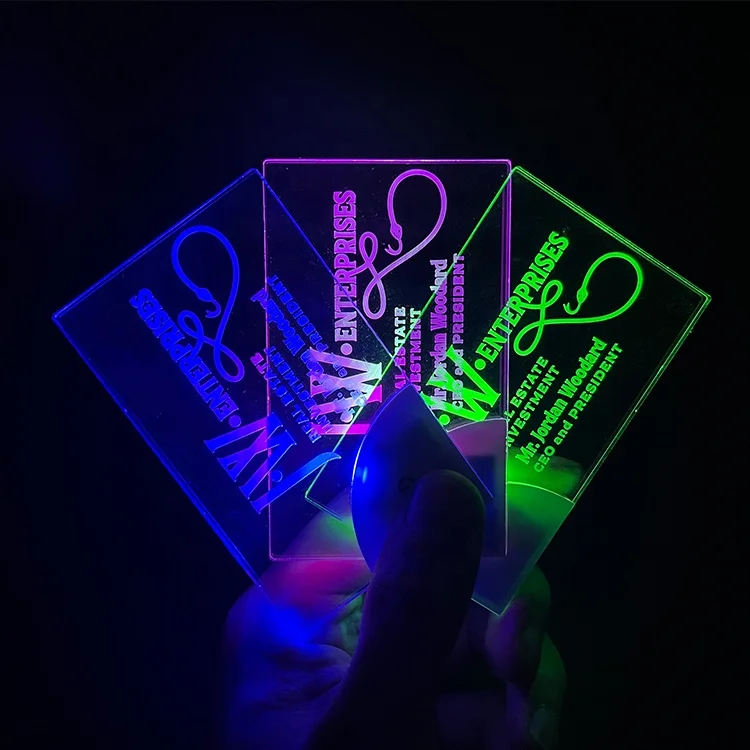 custom. New Design Custom Holographic Glowing Light Card Printing Luxury Led Acrylic Business Card with Led