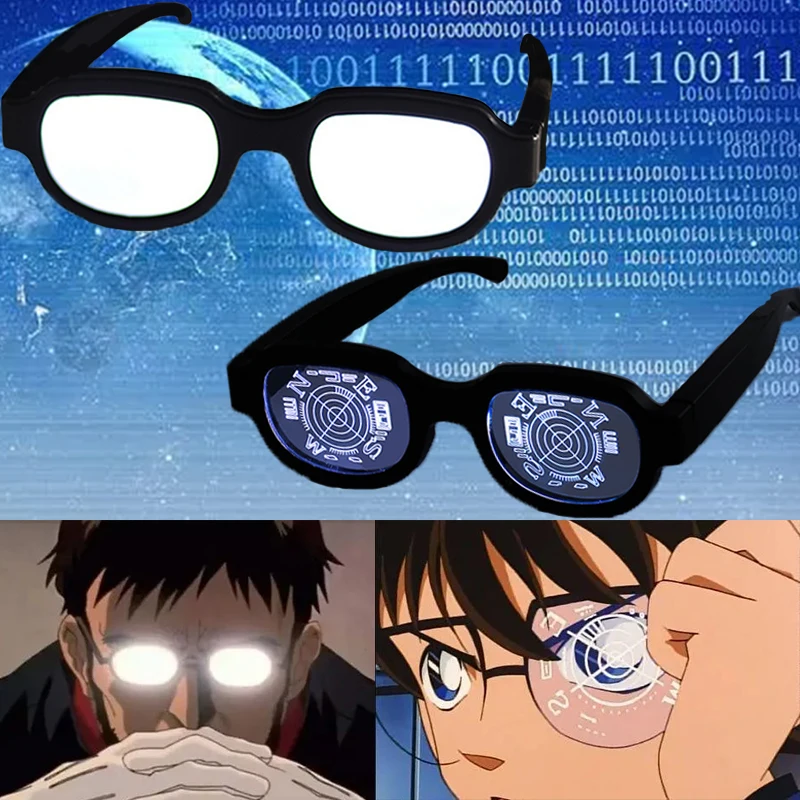 Japan Anime Detective Conan LED Light up Glasses color change funny Luminous crossdresser glasses Cosplay men Novelty Costumes