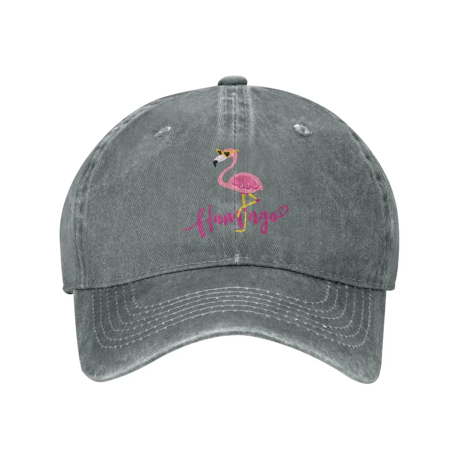 

Funny Flamingo Vintage Distressed Adjustable Washed Denim Cotton Low Profile Mens Trucker Hat Baseball Cap for Men Women