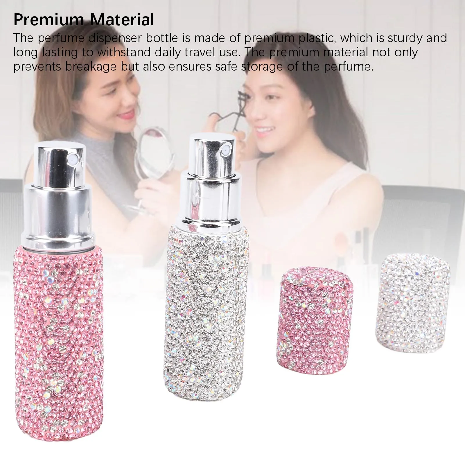 

Portable 2pcs 10ml Rhinestones Refillable Atomizer Mini Spray Bottle Leak-Proof Cosmetic Liquid Dispenser for Travel Outdoor