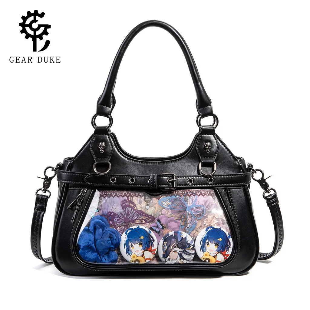 Japanese-Style Anime Convention Girl's Ita Bag, Daily Shoulder Crossbody Handbag, Transparent Window Display, Detachable Shoulder Strap