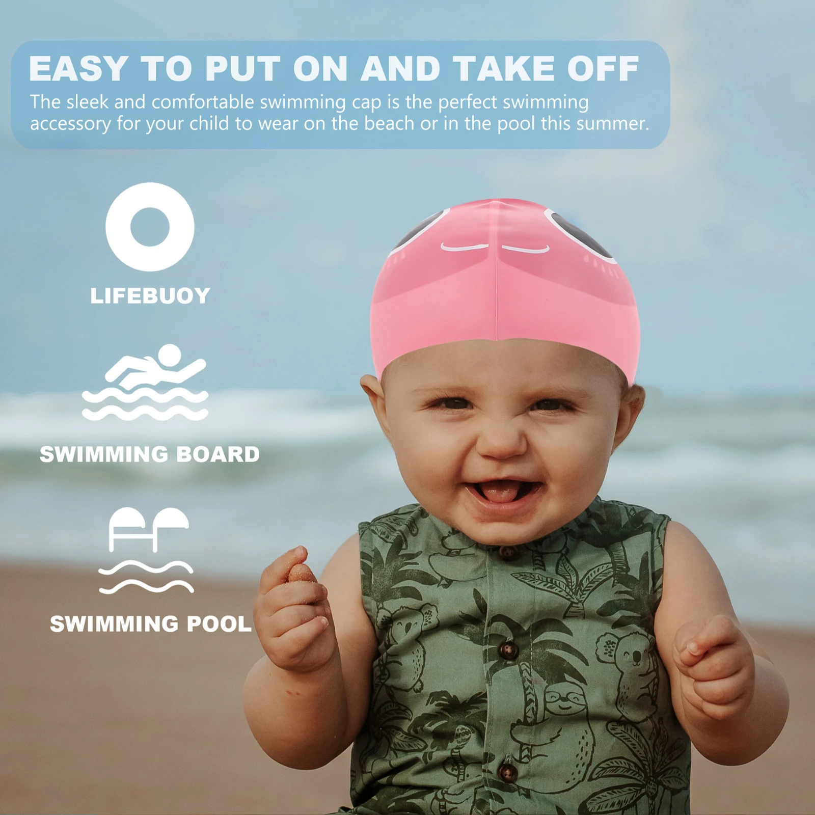 

Мультяшная силиконовая шапочка для плавания с удлиненными полями, нескользящая шапочка для плавания, защита ушей, удобные шапочки для плавания