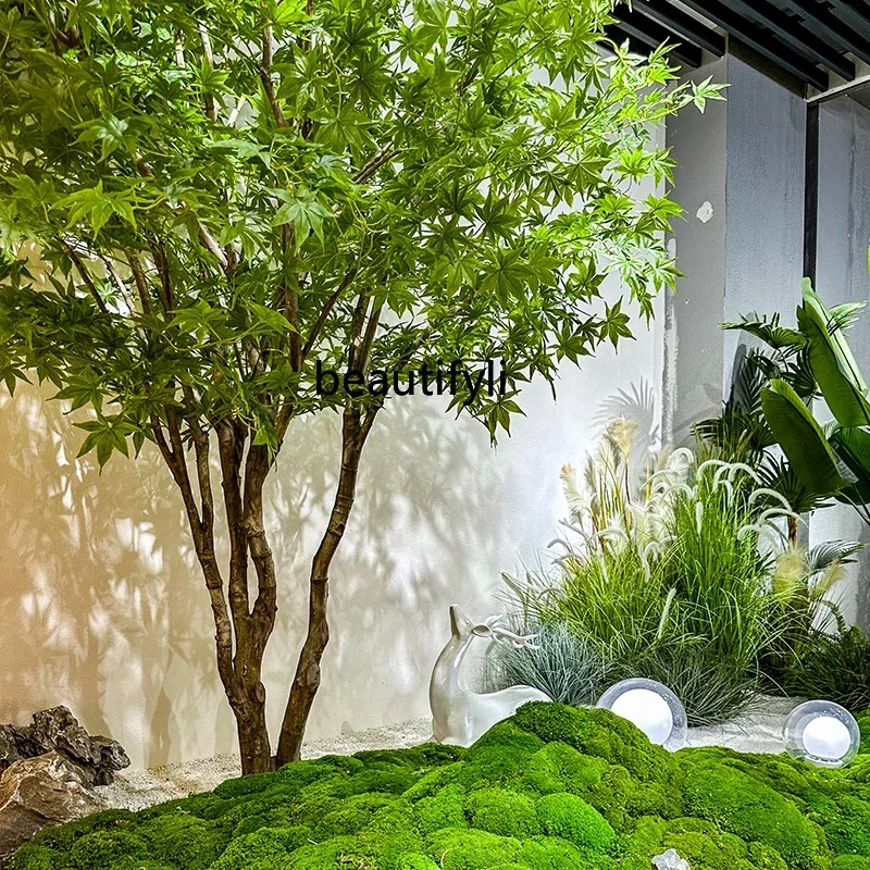 Q181 Artificial Green Maple Tree Maple Tree Large Decoration Fake Trees Window Green Plant Landscape Indoor Bionic Plant Floor