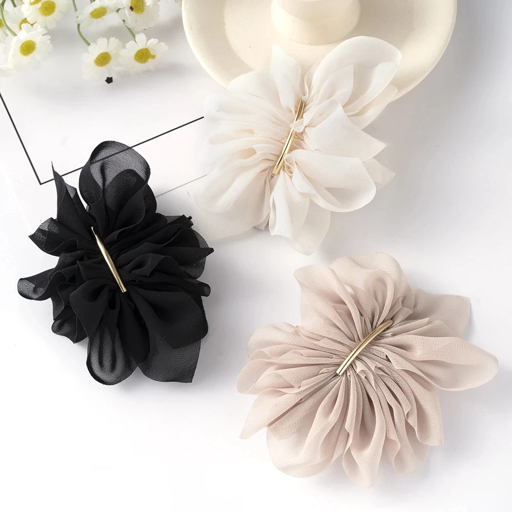 Big Duckbill Hair Clips Women Metal Chiffon Flowers Ponytail Holder Hairpin Barrettes Fashion Girls Hair Accessories Hairgrip