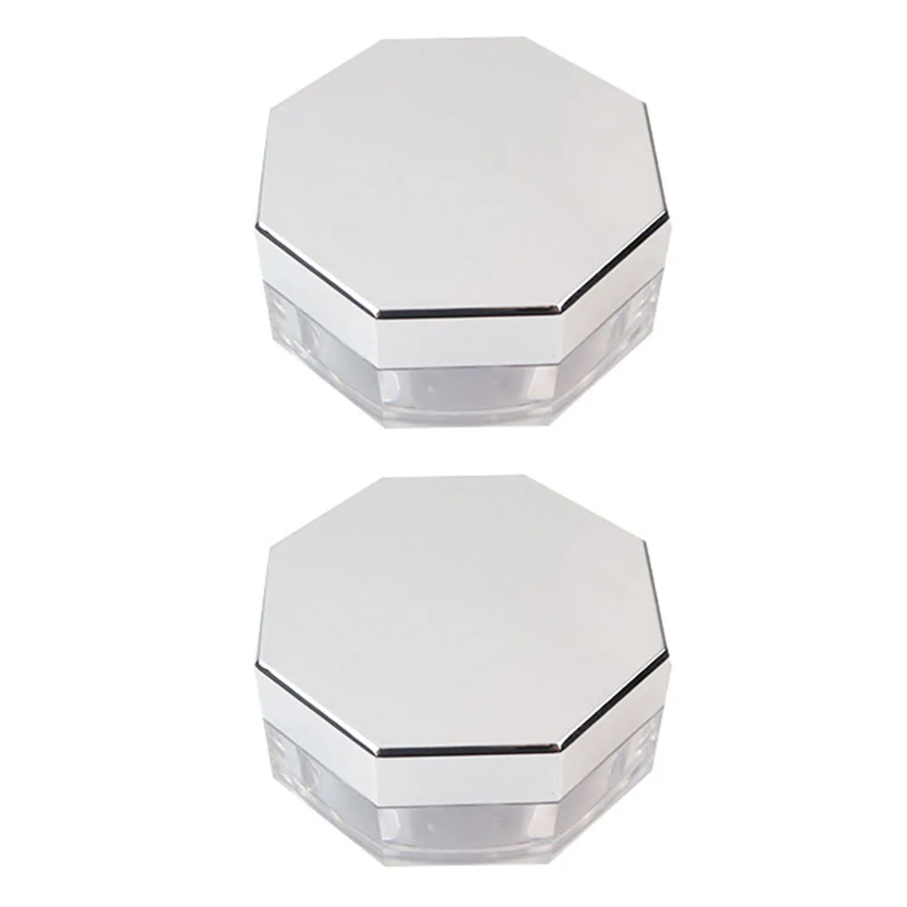 

2Sets Reusable Loose Powder Box Case Anti-Leakage Design Small Powder Containers for Women on-The-Go Makeup Supply Mirror