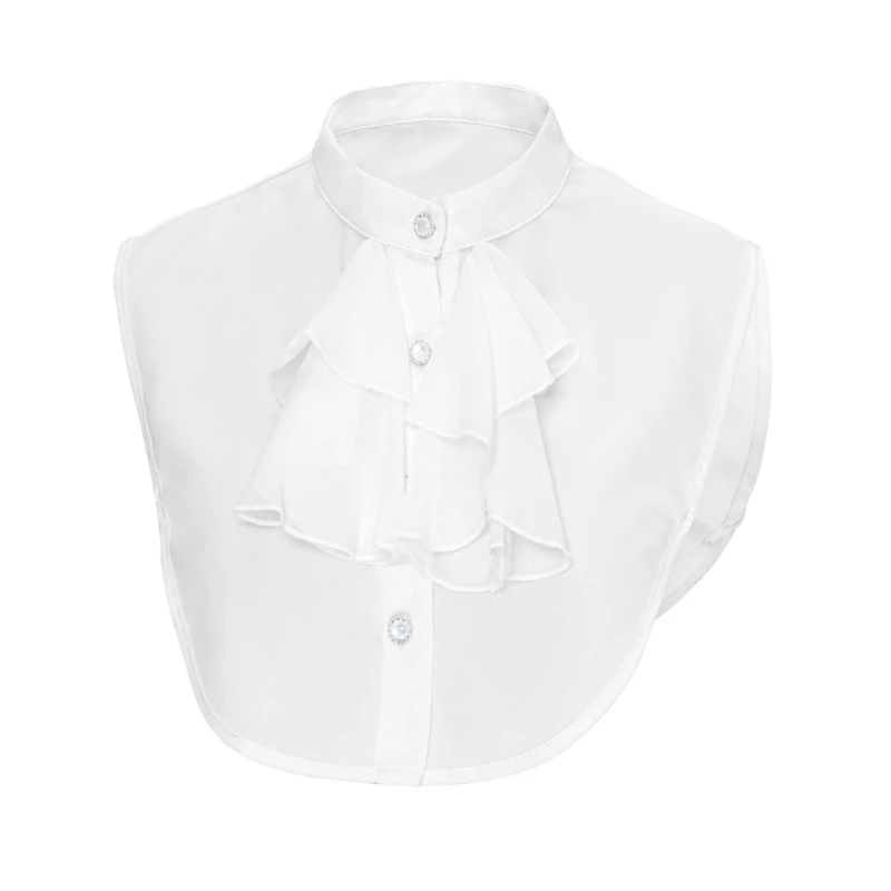 Detachable Ruffled Front Half Shirt Faux Collar Decors for Office Casual Wear Dropship