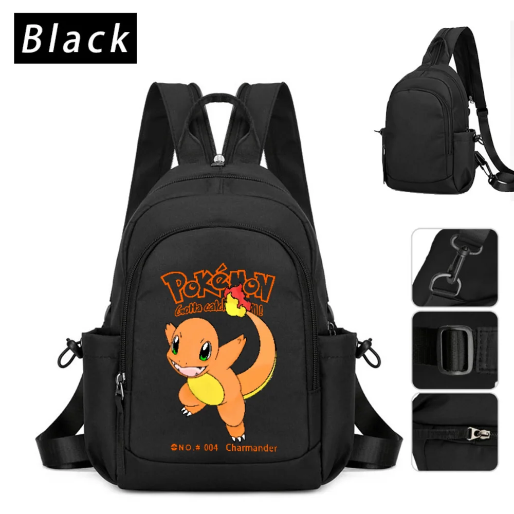 

Chest Bag Charmander Anime Backpack Sport Waterproof Pack Two-way Zipper For pokemon's Crossbody Wallet Birthday Schoolbag