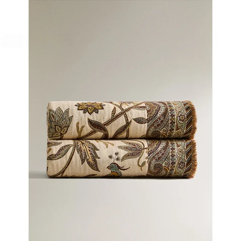 Vintage Natural Pattern Jacquard Cover with Blanket Nap Casual