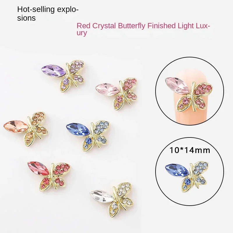 10Pcs Glittery Butterfly Nail Accessories Trendy Crystal Ornaments Elegant Butterfly Nail Charms Ready Made Crystal Ornaments