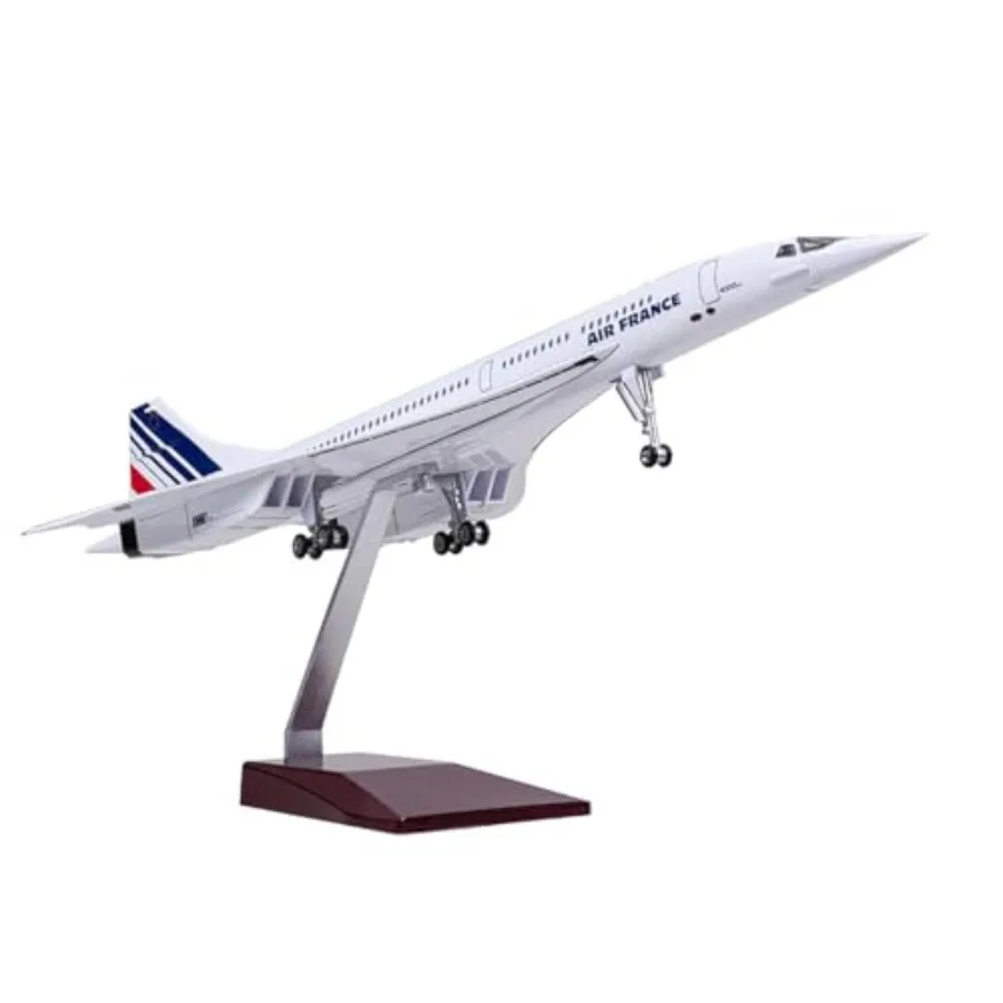 Concorde model plane for aviation display, metal and resin construction, silver-gray finish, ultra-detailed 1/125 scale superso