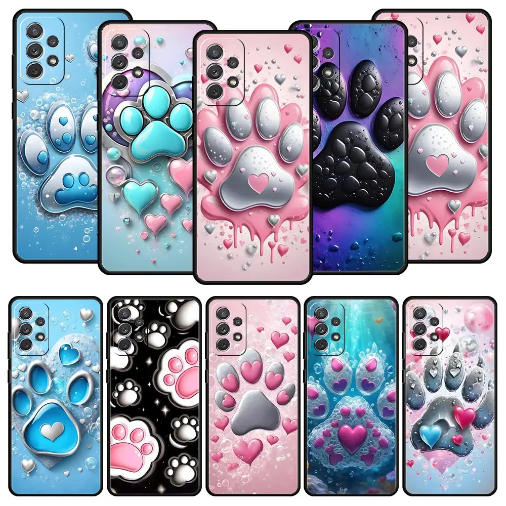 Og Paw Print Aesthetics Phone Case for Samsung Galaxy A55 A35 A17 A07 A15 A13 A25 A51 A71 A72 A73 A32 A52 A52S A41 5G Soft TPU
