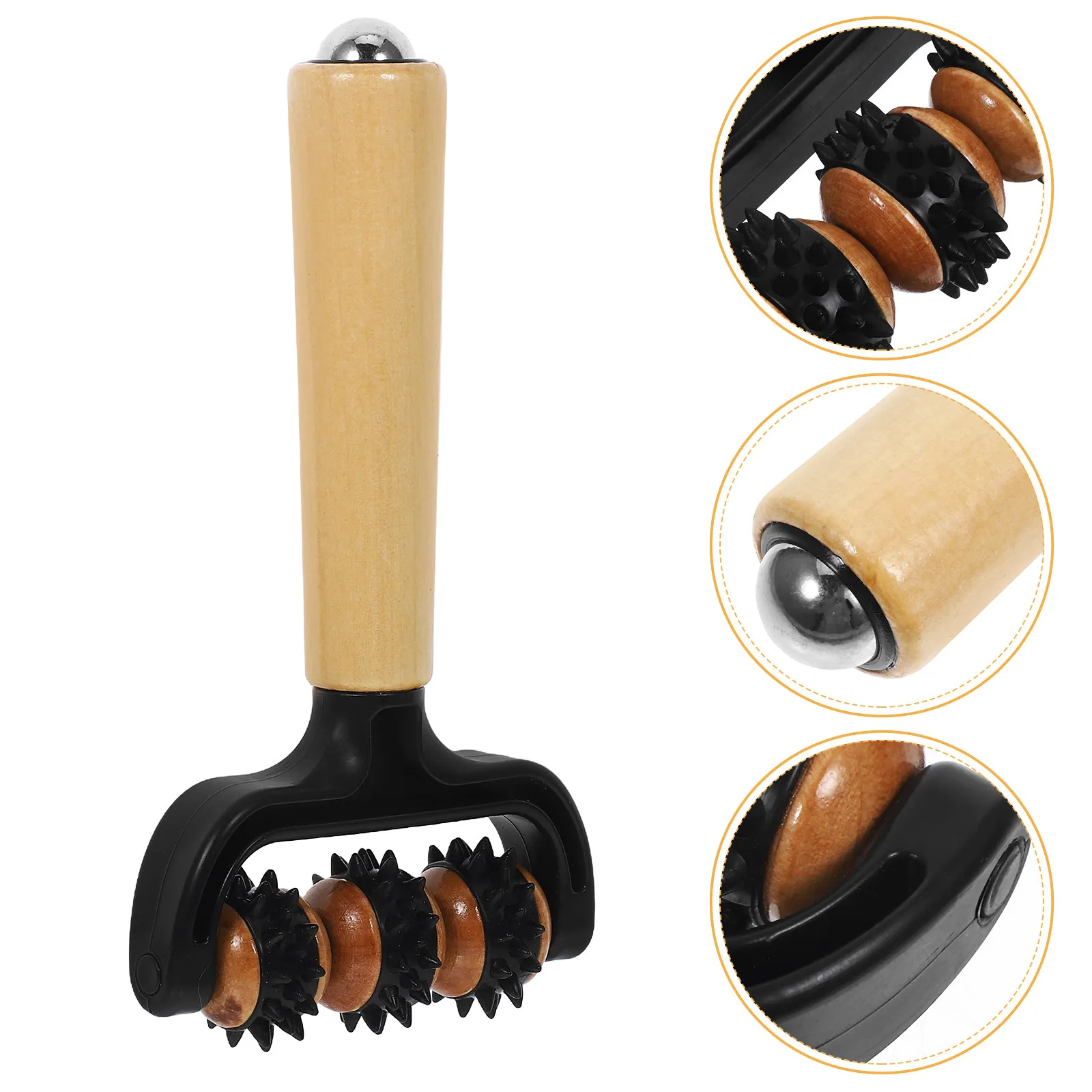 

Двухроликовый деревянный массажер для тела: эргономичный, для глубокого массажа мышц, ручной, для плеч, шеи и спины