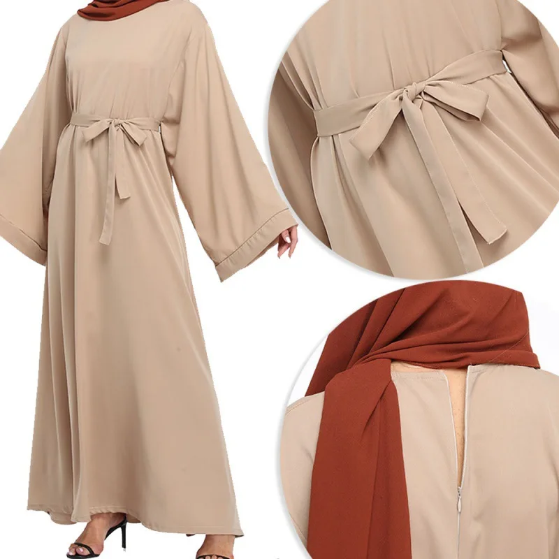 Eid musulman abaya turc Jilbab dubaï longues femmes musulmanes robes islamiques couleur unie prier Simple noir Abaya