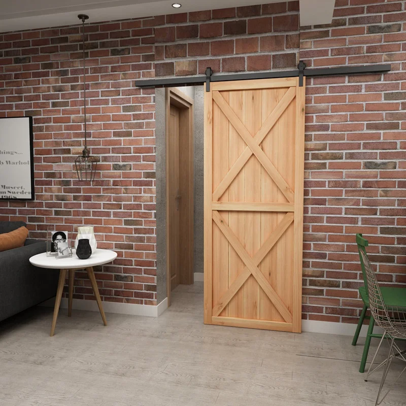 Modern simple appearance wooden door House entrance door Sliding wooden barn door