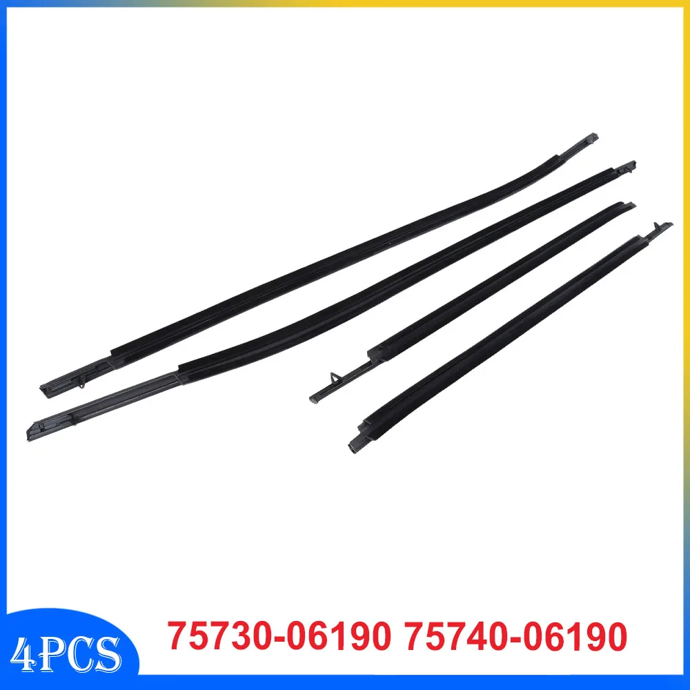 

4Pcs Door Window Molding Trim Car Outside Door Window Seal Belt Weatherstrip 75730-06190 75740-06190 for Toyota Camry 2018-2019