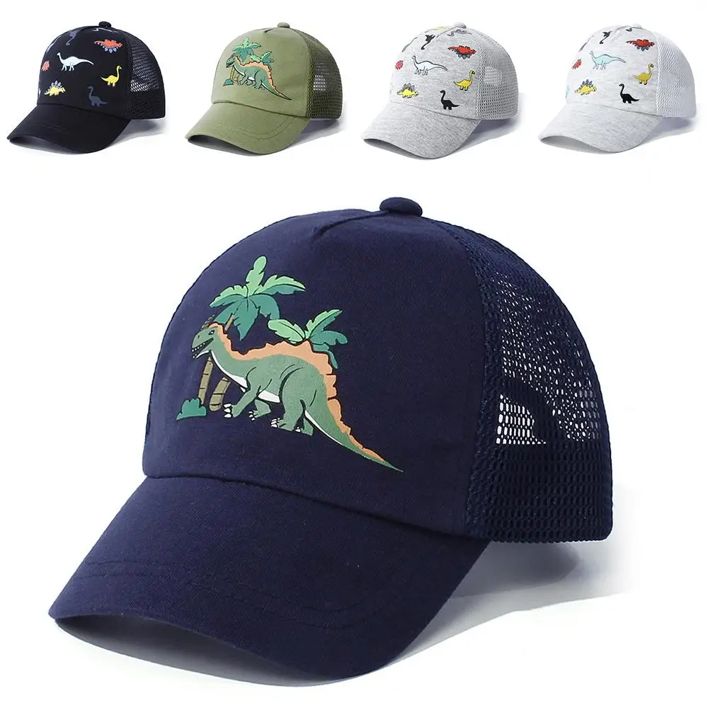 Adjustable Toddler Baseball Hat Quick Drying 1-5Years Sun Protection Baby Cap Dinosaur Printed Mesh Baseball Hat for Boys Girls