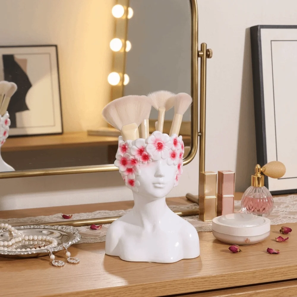 Container Multifunctional Storage Box Creative Flower Vase Pencil Holders Ornaments Makeup Brush Holder For Brushes & Pens
