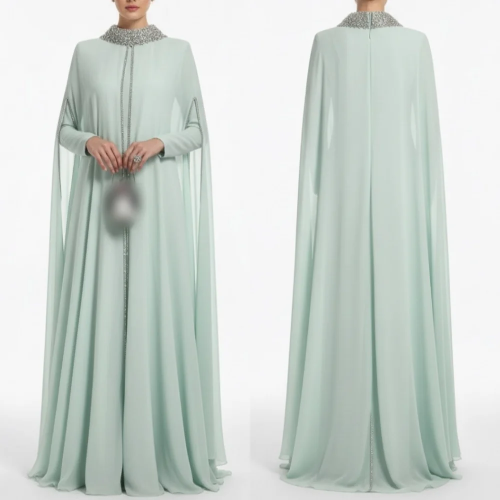 

Customized Formal Evening Dress Glitter High Collar A-line Long Dresses Bespoke Occasion Woman Elegant Party Wedding Formal