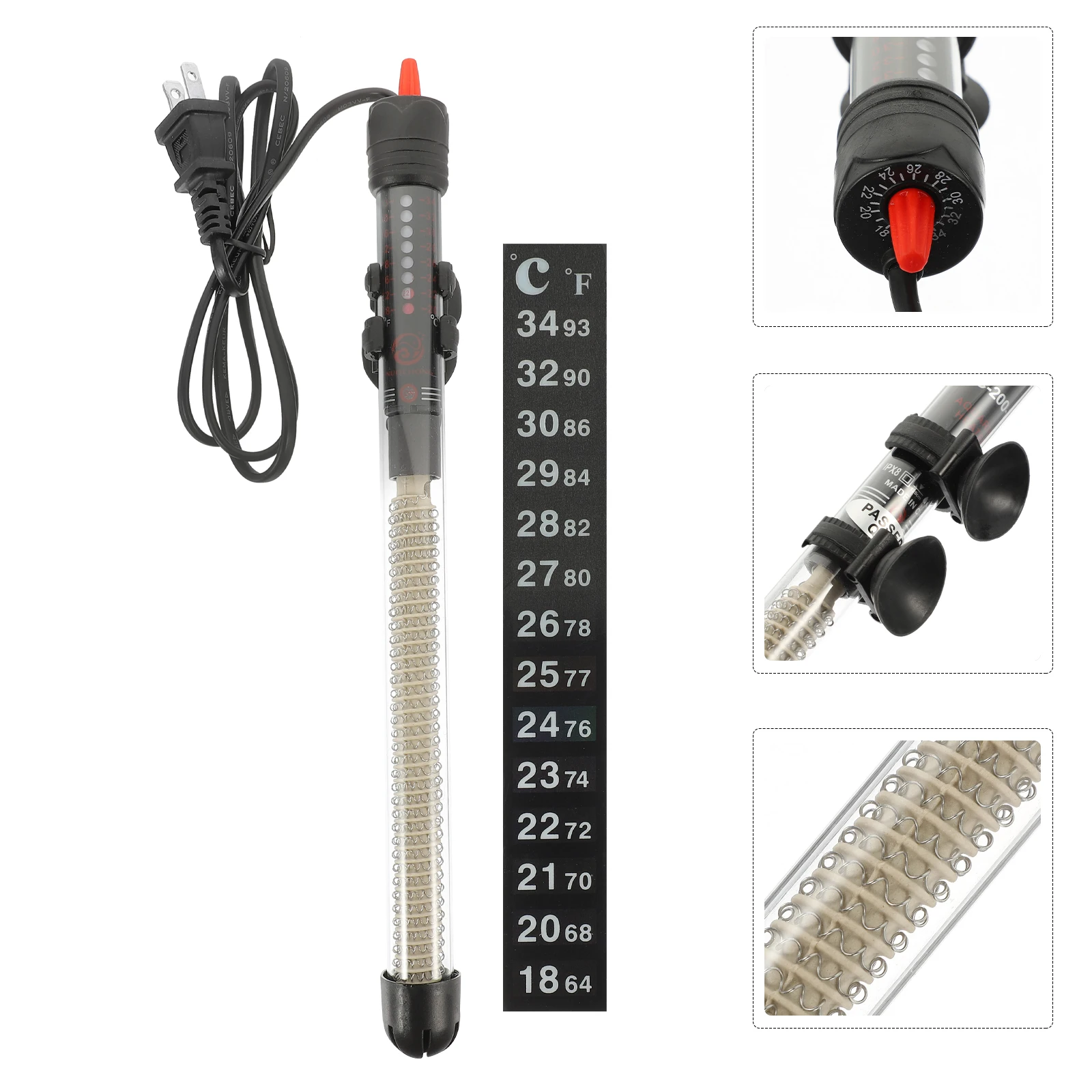 

2pc Submersible Aquarium Heater Glass Heating Rod Fish Tank Temperature Control Freshwater Saltwater Automatic Shutdown Us