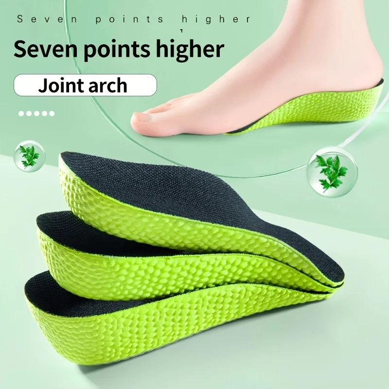 Invisble Insoles High Arch Support Height Increase Soles Half Cushion Shoes Insert Heel Lift Memory Foam Shoe Pads for Men Women