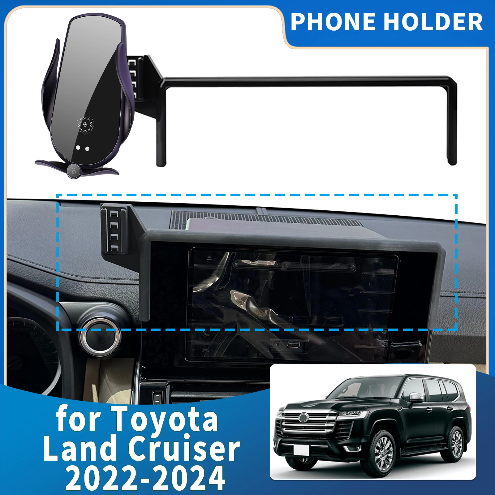 

fit for Toyota Land Cruiser LC300 GRX 2022 2023 2024 Integrated Screen Mount Phone Holder Mount Car accessoires