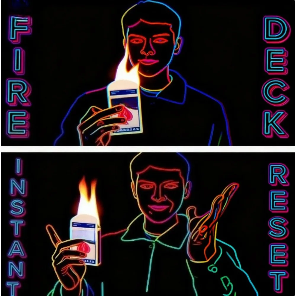 Fire Deck 2 by Anthony Vasquez - Gimmicked Cards with Smoke & Fire Magic Effect, Complete Prop Magic Tricks Magician