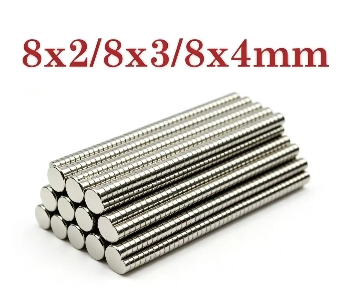 Round Magnetic Discs 8x2/8x3/8x4mm, Multi-Use Magnets for Crafts, Decoration, Office, Whiteboard and Refrigerator