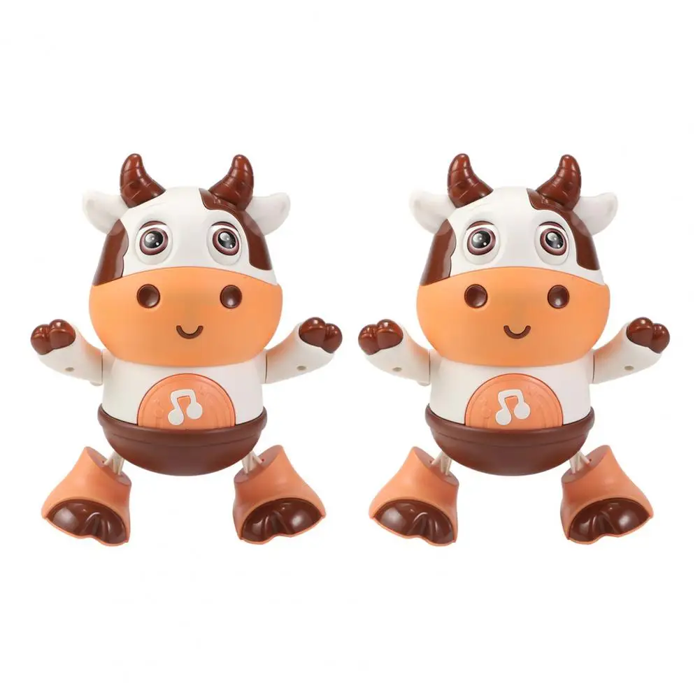 1/2Pcs Cute Electric Cow Toy Battery-operated Dancing Cow Toy with Led Light Music Dancing Plastic Educational Cow Toy for Kids