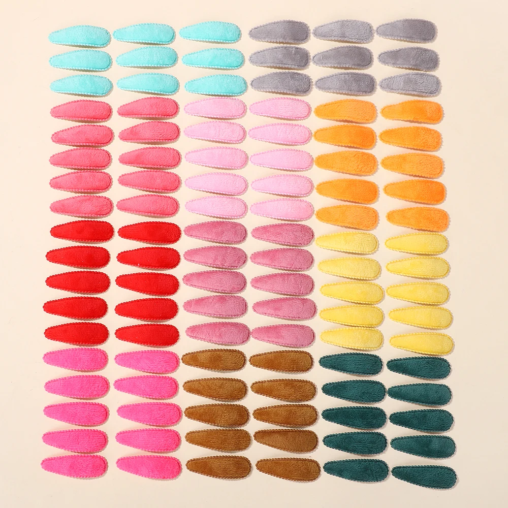 

50PCS Assorted Color Waterdrop Hair BB Clips for Girls Cute Fuzzy Felt Alloy Hair Clips Kids Bangs Headdress Accessories