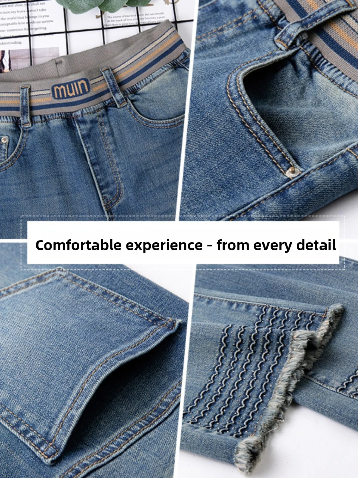 Elastische Bell-Bot-Jeans für Damen, hohe Taille, schlankmachend, Frühling und Herbst, neue Faion, vielseitige Bell-Bot-Hose für Damen