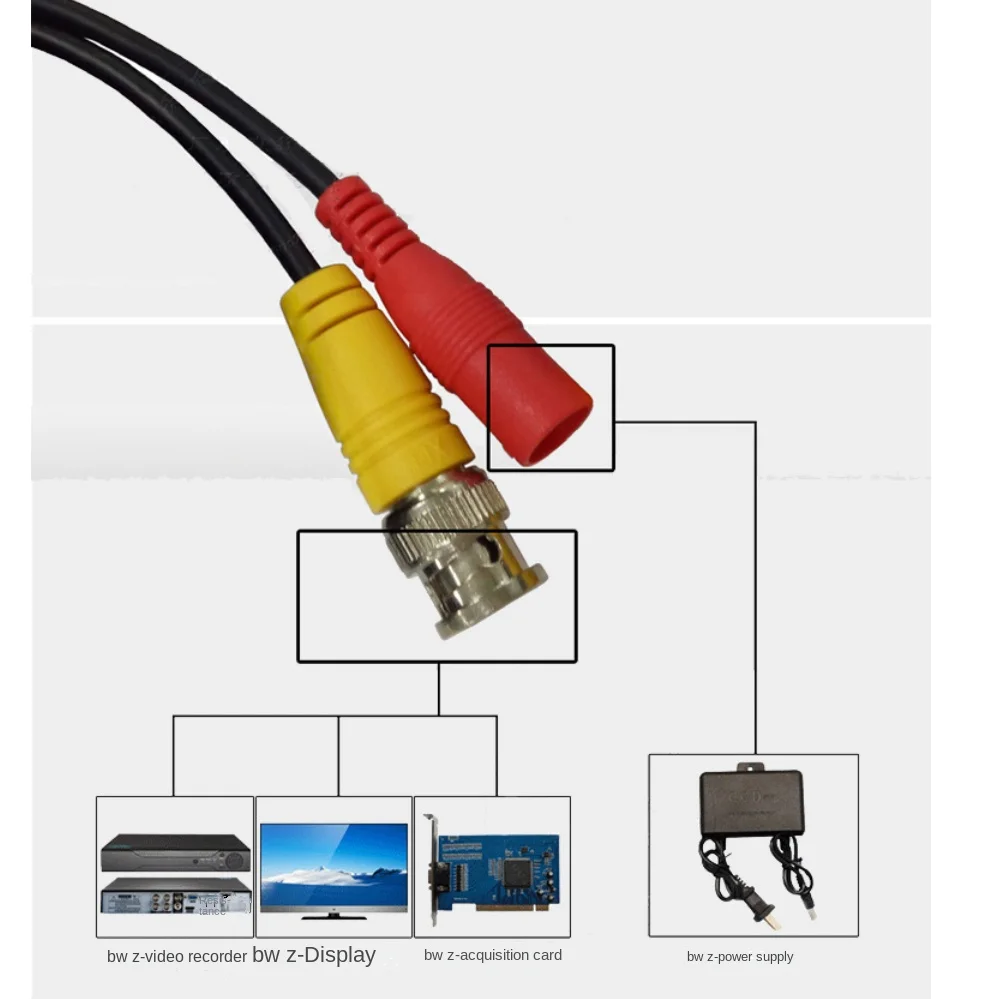 5m ~ 50m CCTV-DVR-Kamera-Recorder-System Video kabel Gleichstrom-Sicherheits überwachung BNC/CD-Kabel 2-in-1-Verbindungskabel