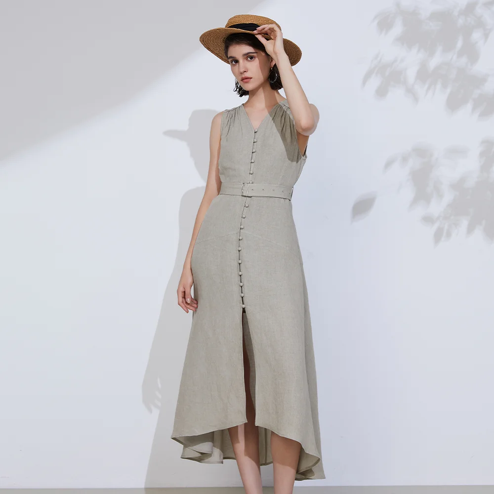 K2324W High Quality Ready to Wear Clothing Elegant Linen Vest Dress Luxury Women\'s Clothing Summer Clothes for Women