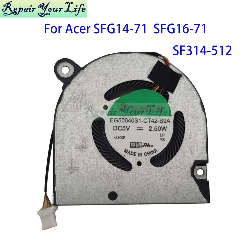 Ventilador de cpu para acer swift go 14 SFG14-71 n23c6 16 SFG16-71 n23c7 SF314-512 n21c2 EG50040S1-CT42-S9A ventiladores de radiador para notebook