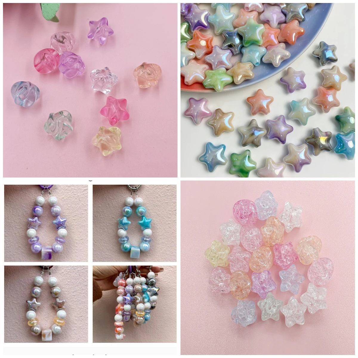 5/10/20Pcs Star Beads Handcrafted Beading Neclace Bracelet Accessories Loose Beads DIY For Crystal Jewelry Making Mobile Chains